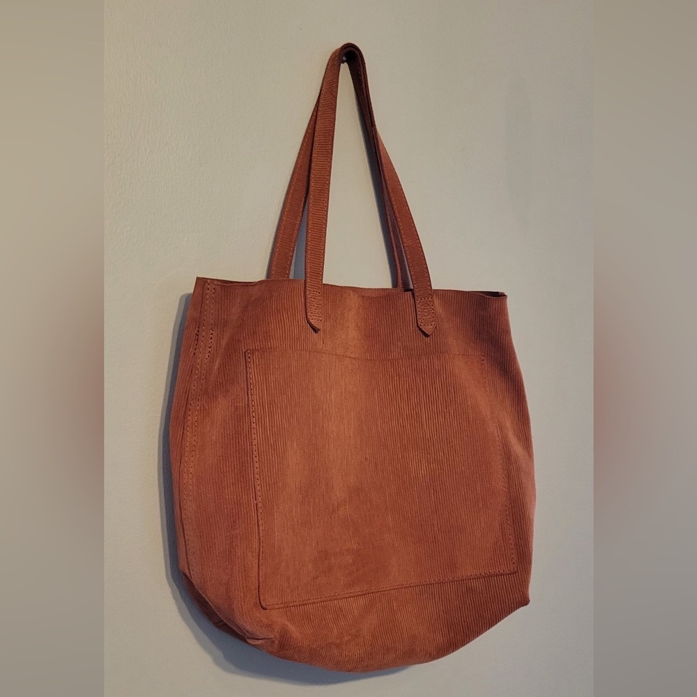 Madewell Medium Transport Tote Russet Corduroy Suede Italian Leather Sold Out - Picture 5 of 9